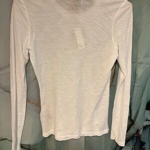 James Perse Cream Fitted Long Sleeve Tee